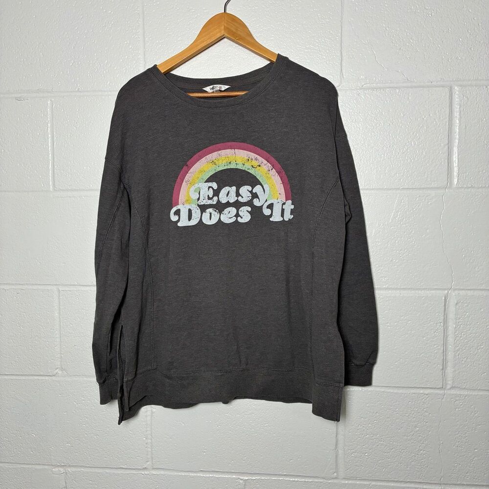 Wild Fox distressed easy does it charcoal grey split hem sweatshirt